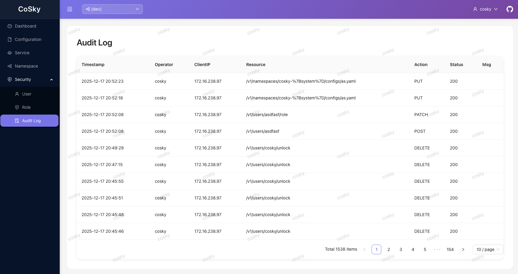 Audit Log